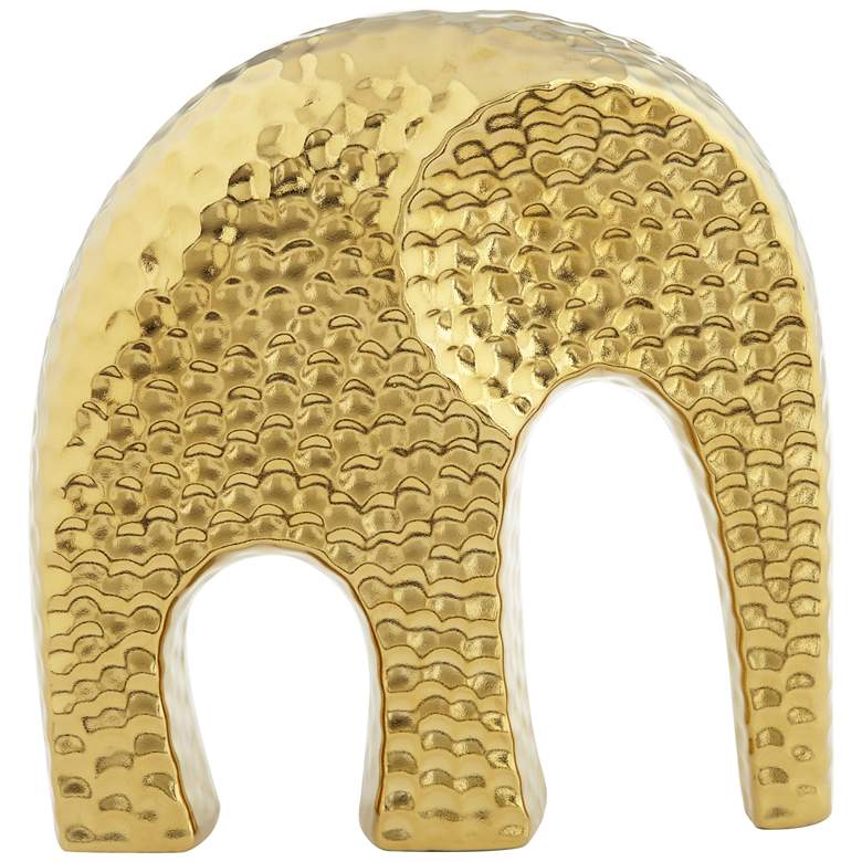 Abstract Elephant 7 3/4 inch High Matte Golden Ceramic Sculpture