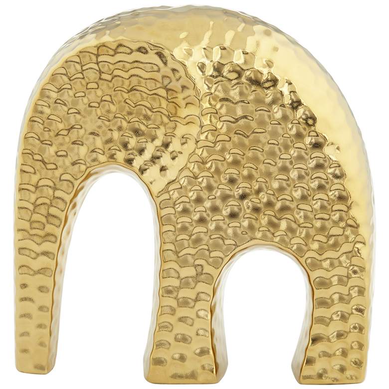 Abstract Elephant 7 3/4 inch High Matte Golden Ceramic Sculpture more views