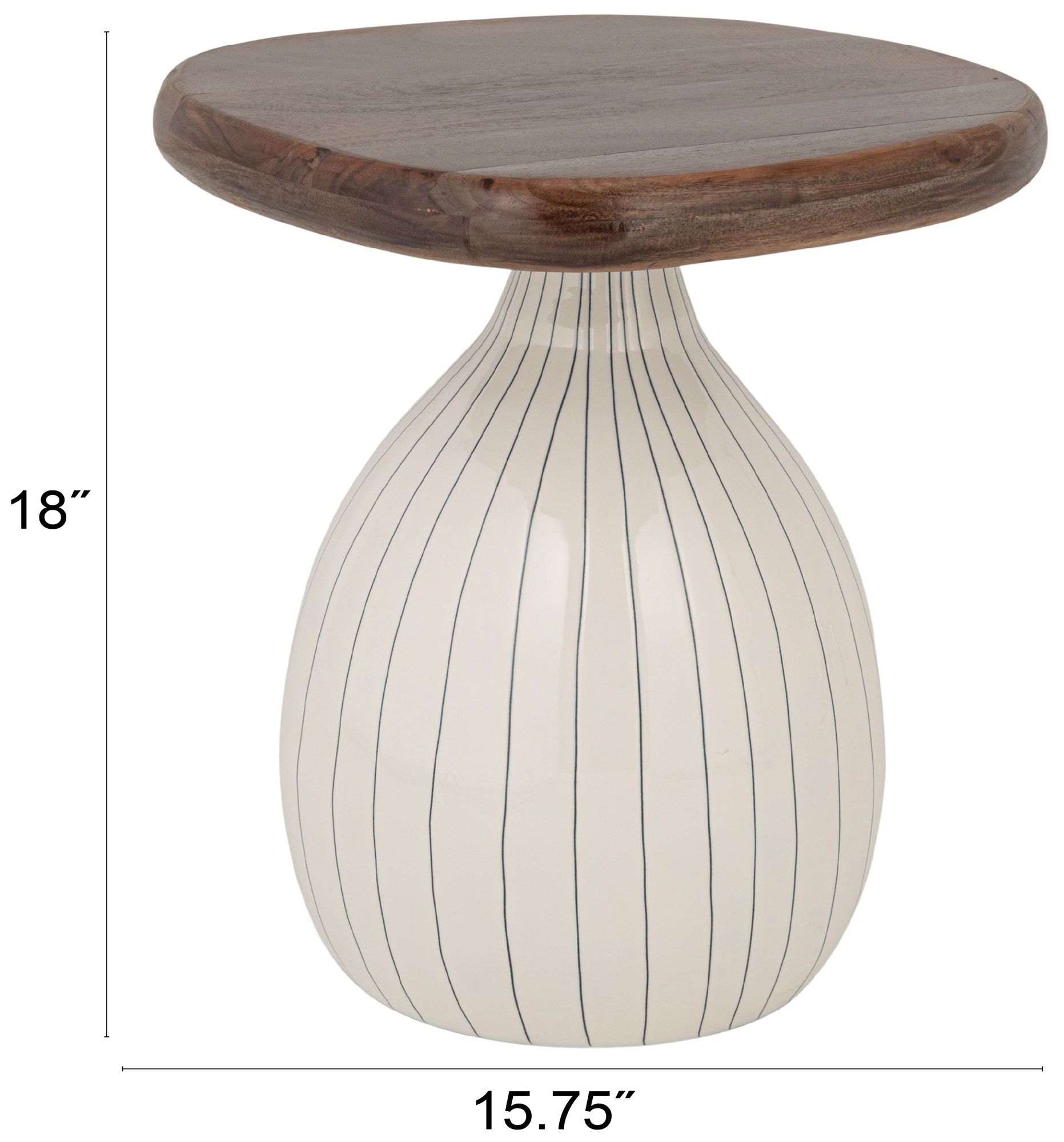 Thumbnail3 of Abstract Enameled Metal Accent Table with Acacia Wood Top more views