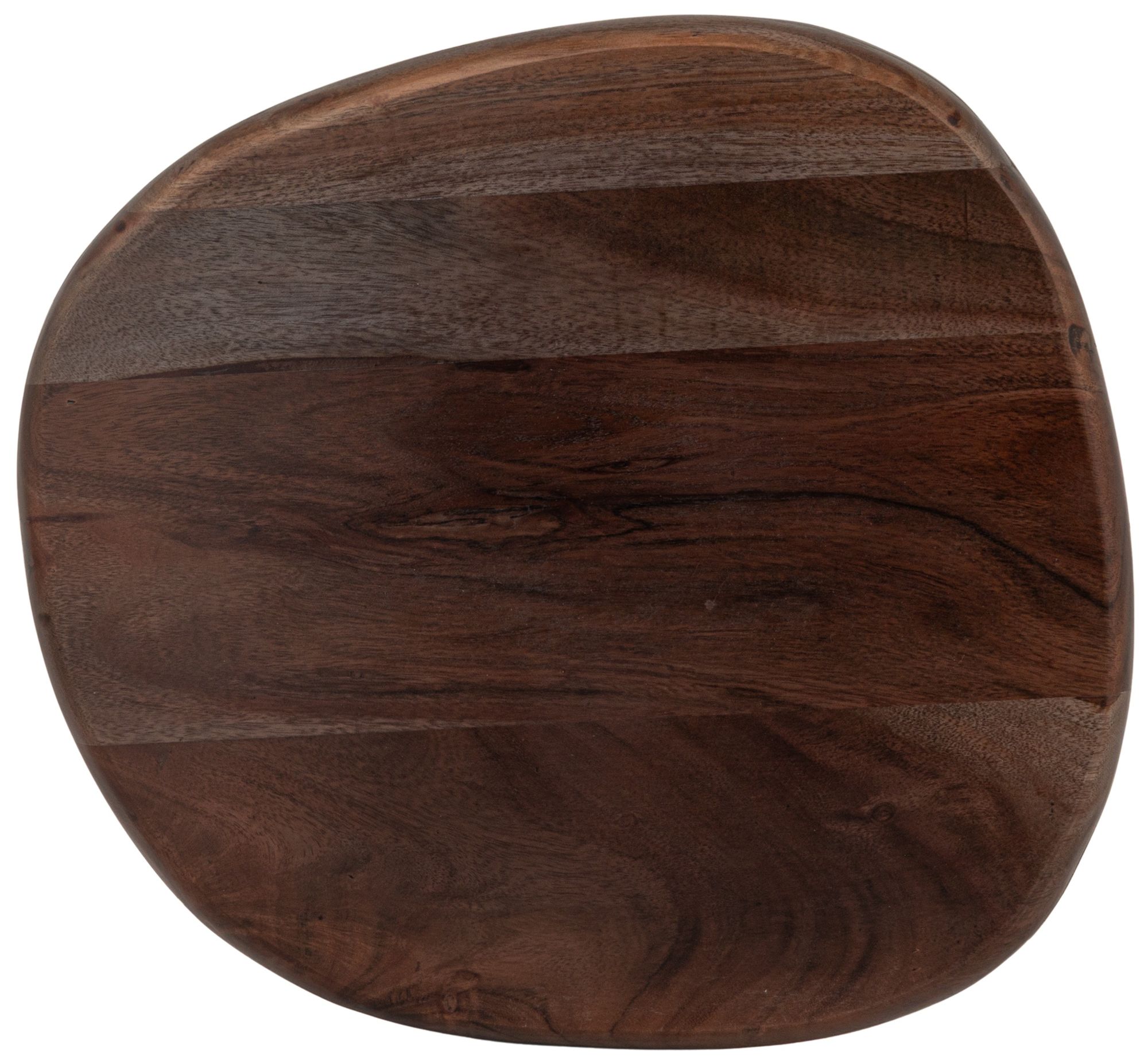 Abstract Enameled Metal Accent Table with Acacia Wood Top