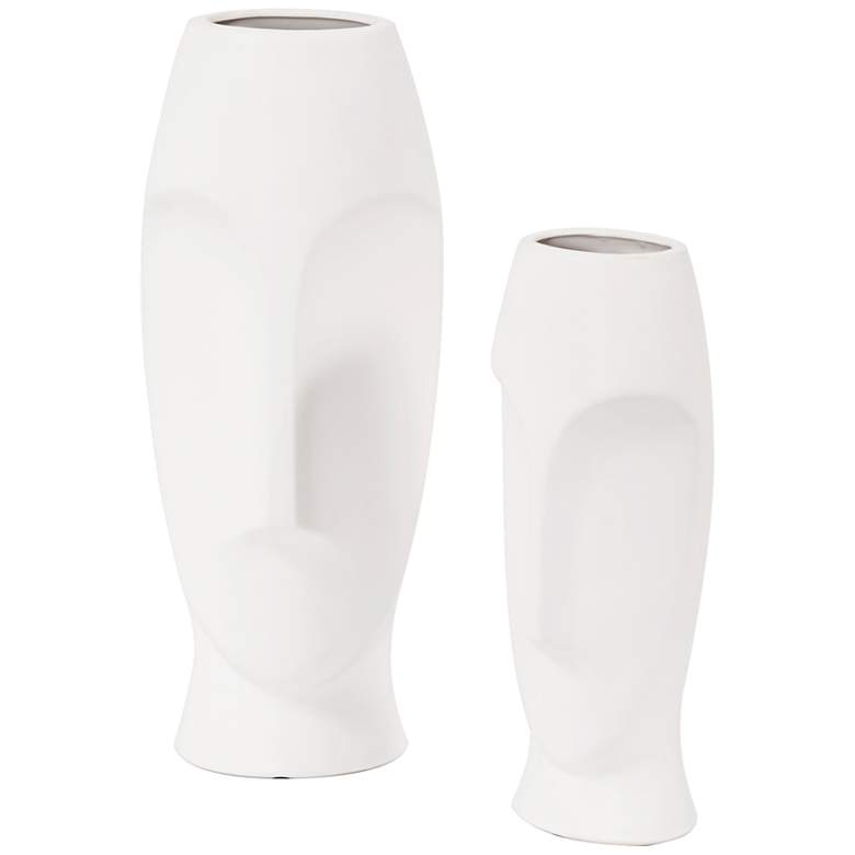 Image 1 Abstract Faces 18" High Ceramic Vases - Set of 2
