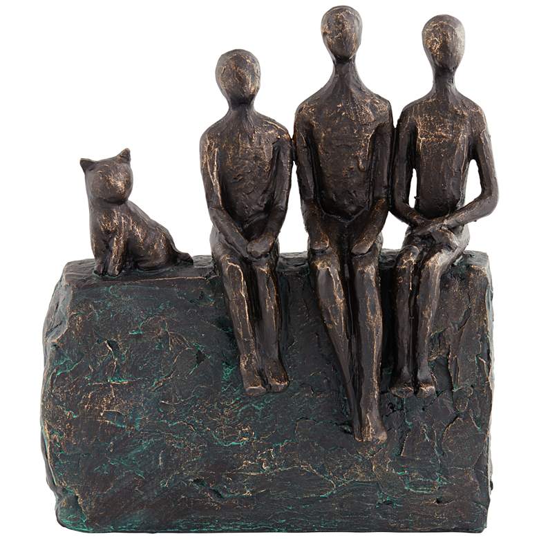Image 1 Abstract Family 9 1/4 inch High Antique Brass Sculpture