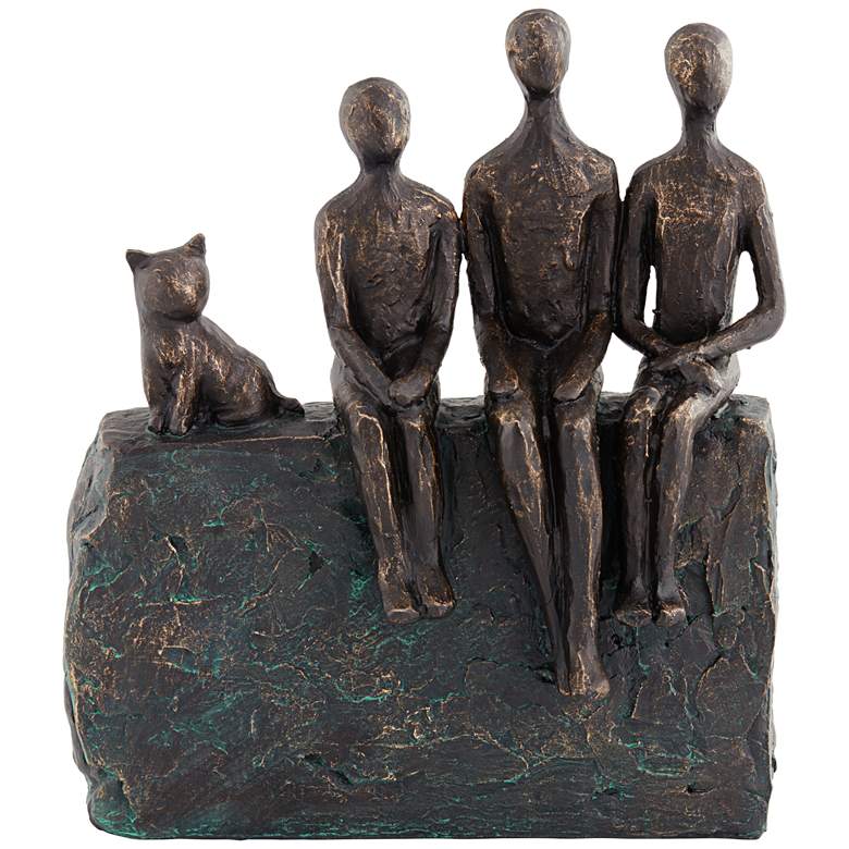 Image 1 Abstract Family 9 1/4" High Antique Brass Sculpture