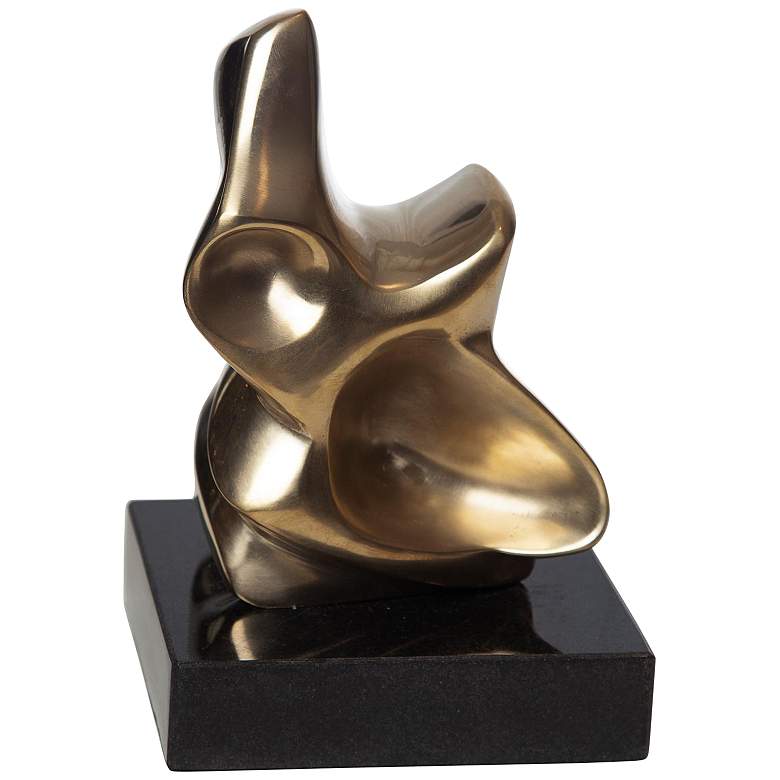 Image 1 Abstract Figural 6 1/4 inch High Brass and Marble Sculpture