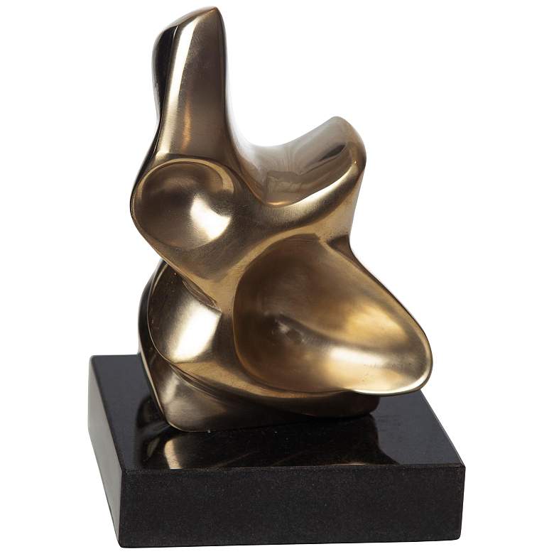 Image 1 Abstract Figural 6 1/4" High Brass and Marble Sculpture