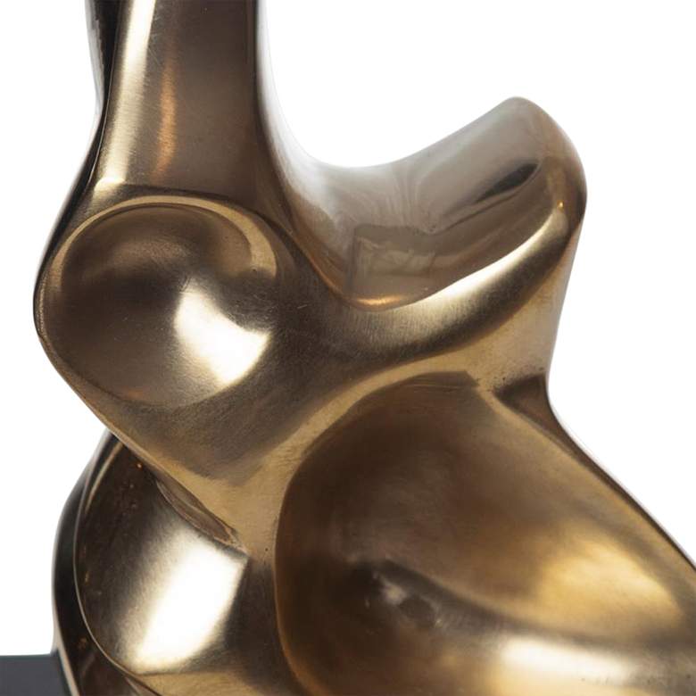 Image 2 Abstract Figural 6 1/4" High Brass and Marble Sculpture more views