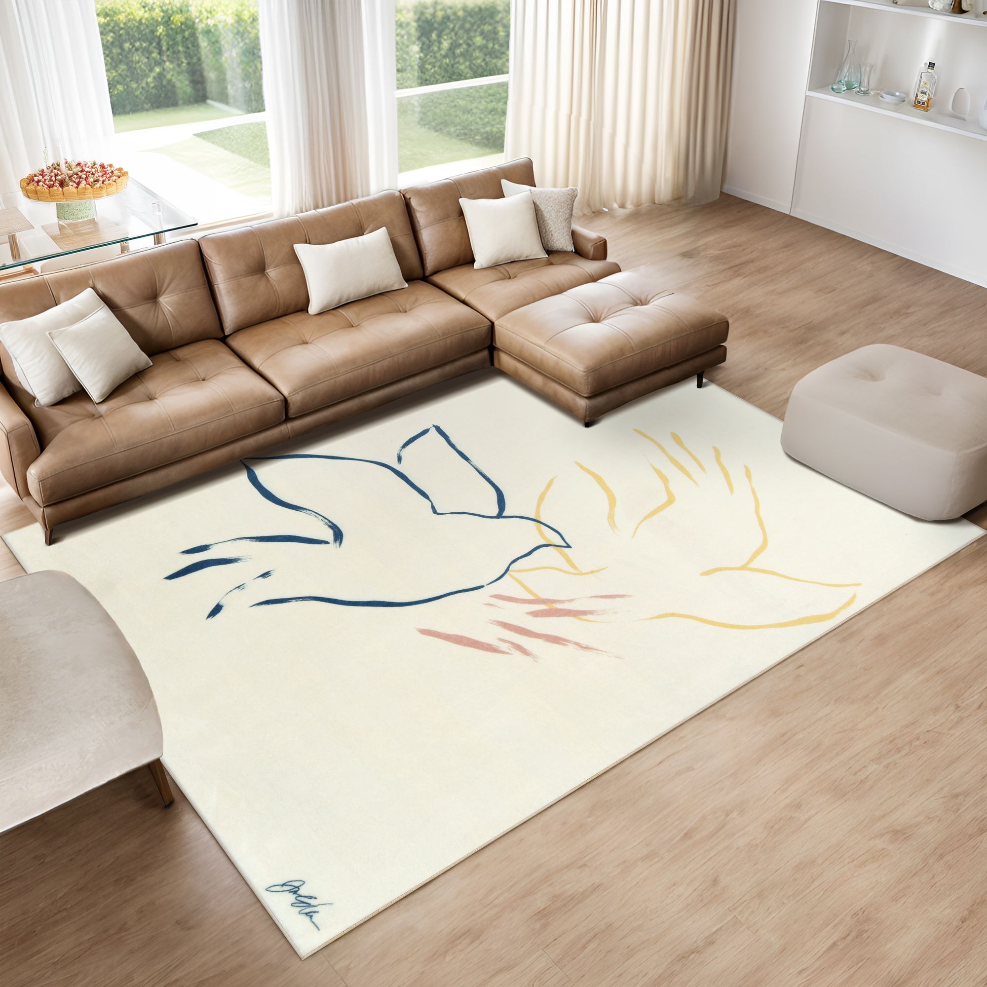 Image 3 Abstract Flock 8'x10'Hand Washable Power-loomed Art Area Rug more views