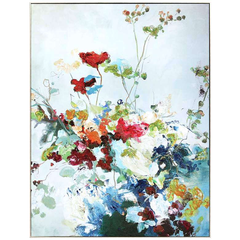 Image 3 Abstract Floral 49"H Framed Giclee Hand-Finished Wall Art