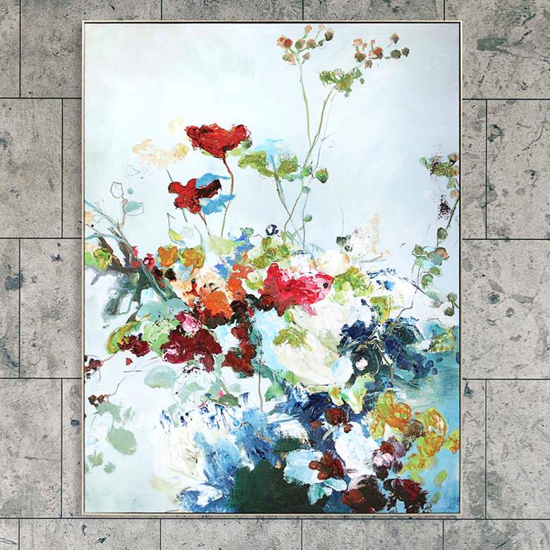 Image 2 Abstract Floral 49"H Framed Giclee Hand-Finished Wall Art