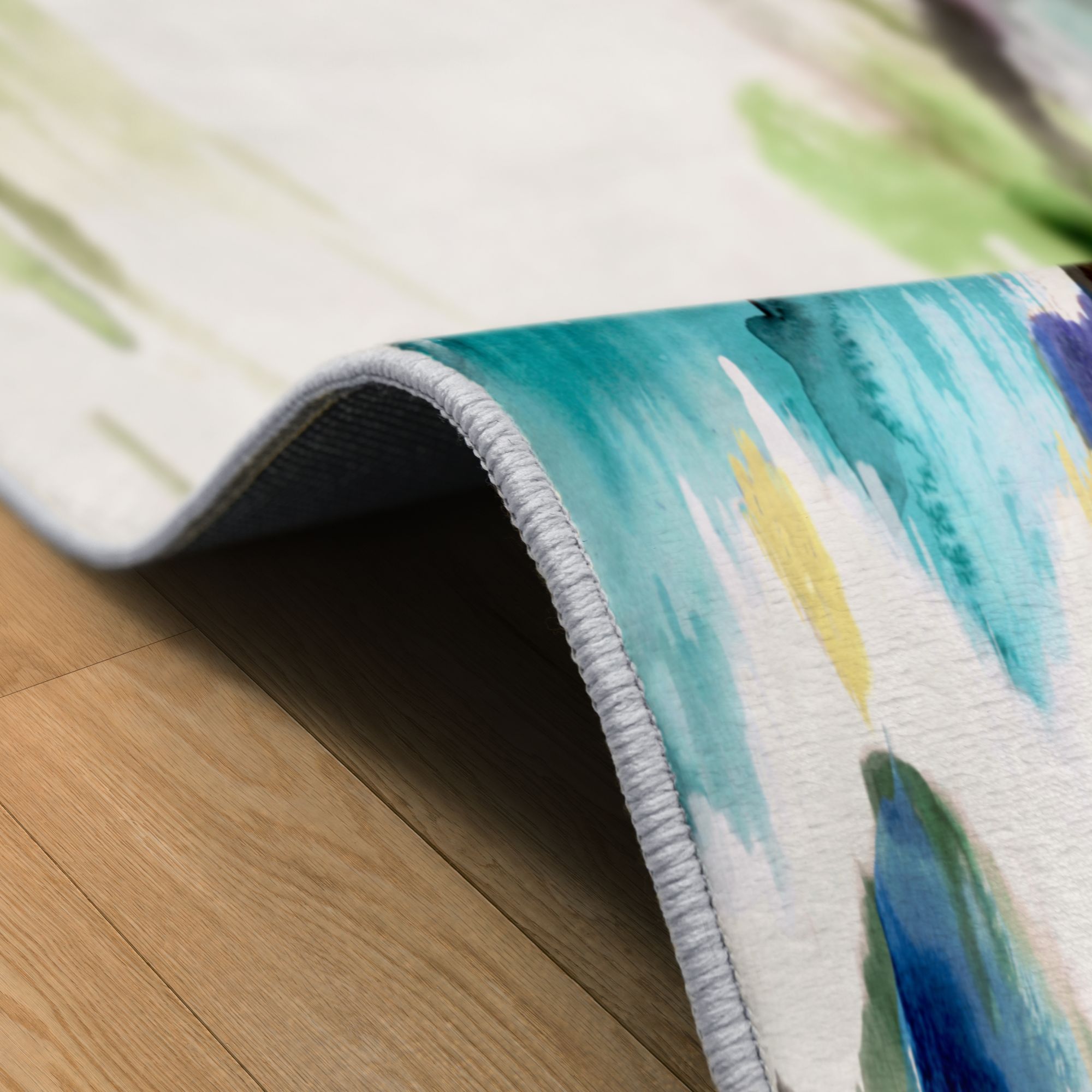 Image 6 Abstract Flower I 5'x8'Hand Washable power-loomed Art Area Rug more views