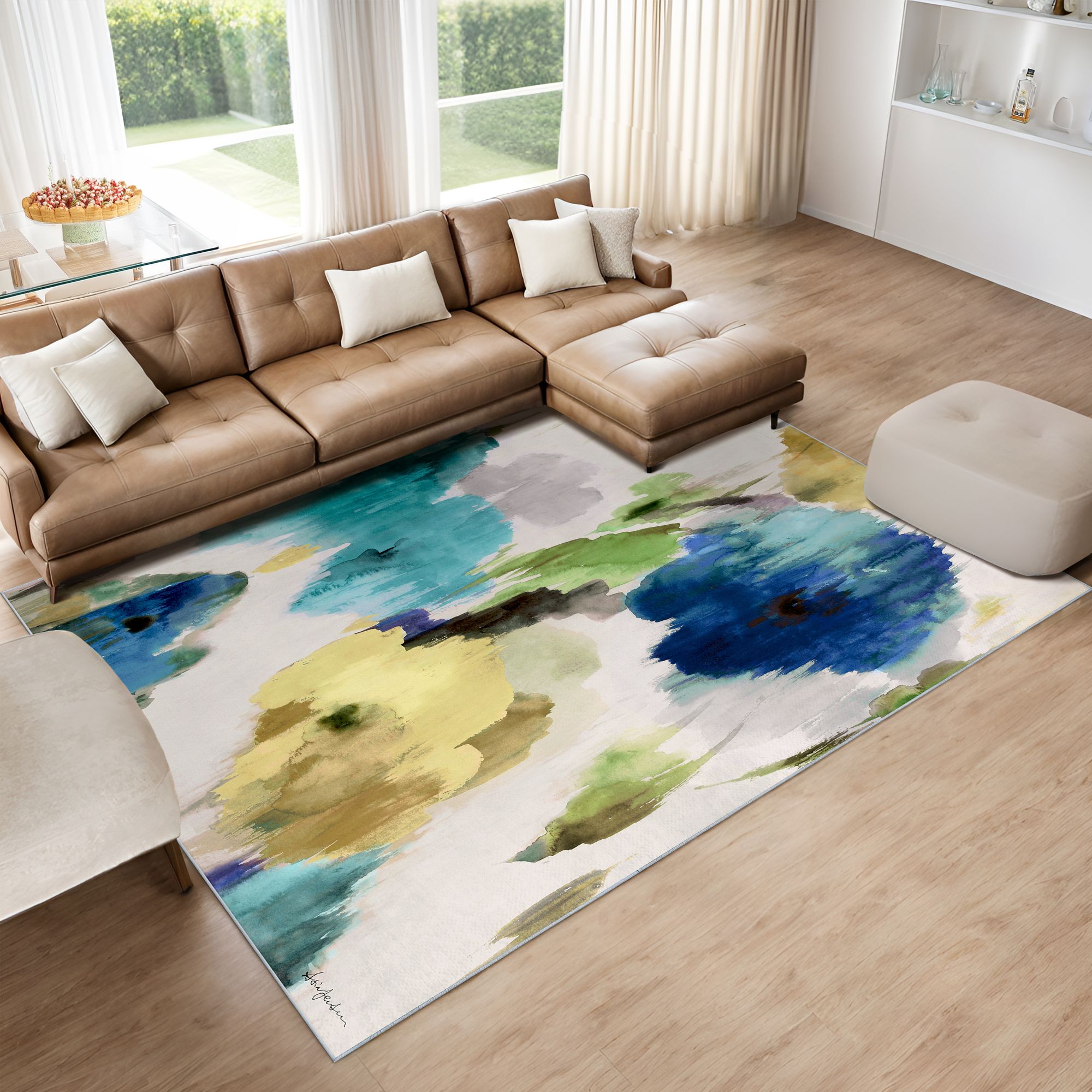 Image 3 Abstract Flower I 8'x10'Hand Washable power-loomed Art Area Rug more views