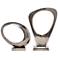 Abstract Geometric Silver Metal Sculptures Set of 2