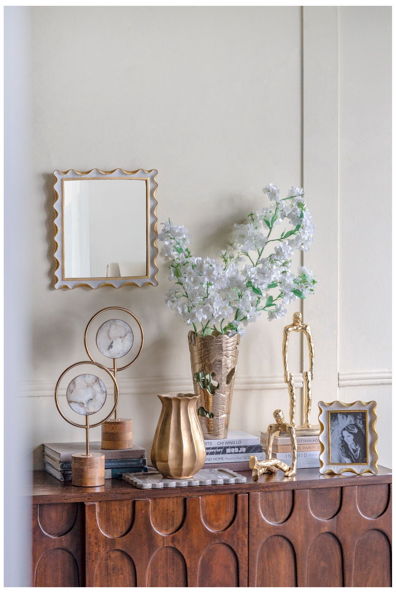 Image 5 Abstract Gold Human Figurine with Sturdy Pedestal Base - Gold more views