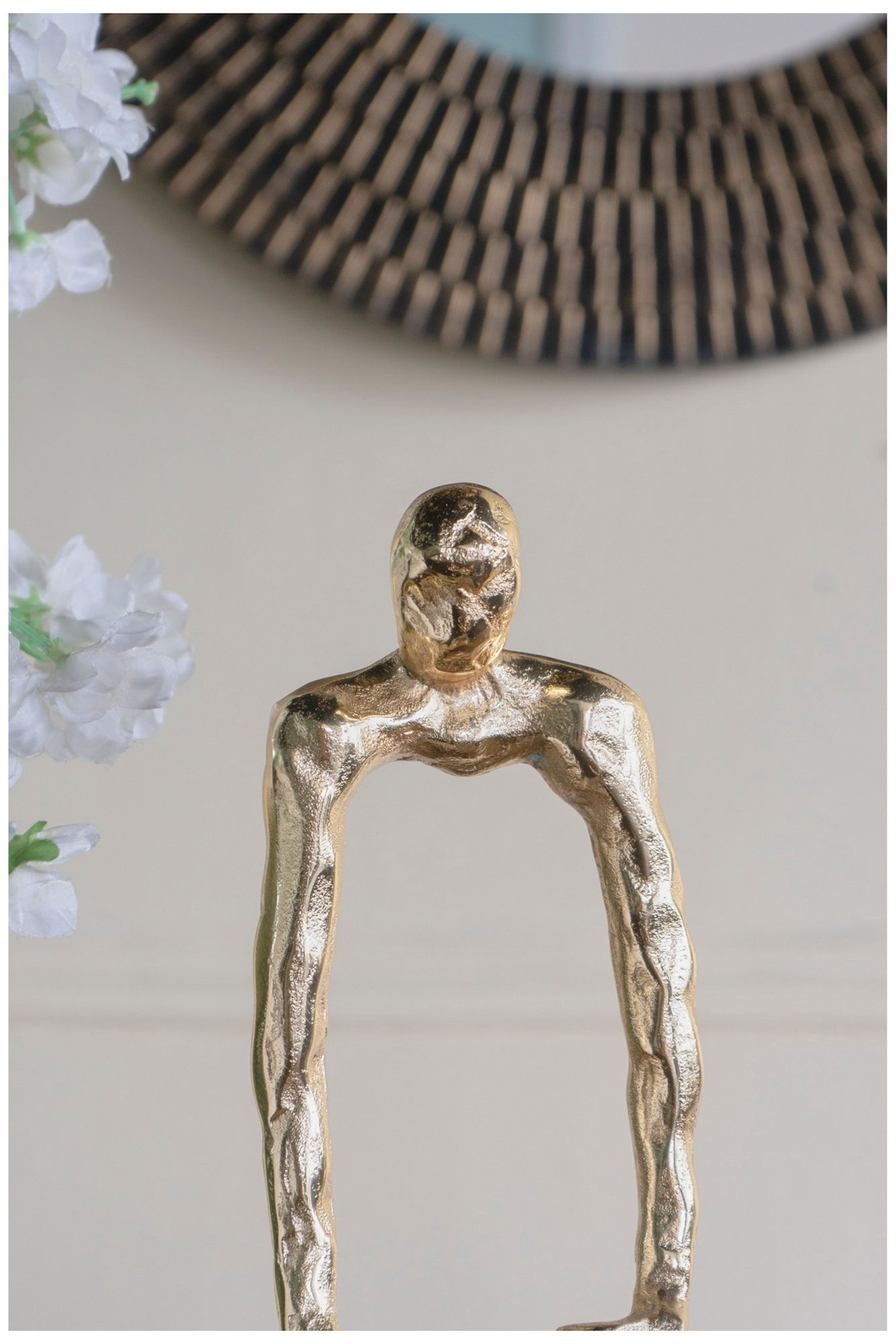 Image 6 Abstract Gold Human Figurine with Sturdy Pedestal Base - Gold more views