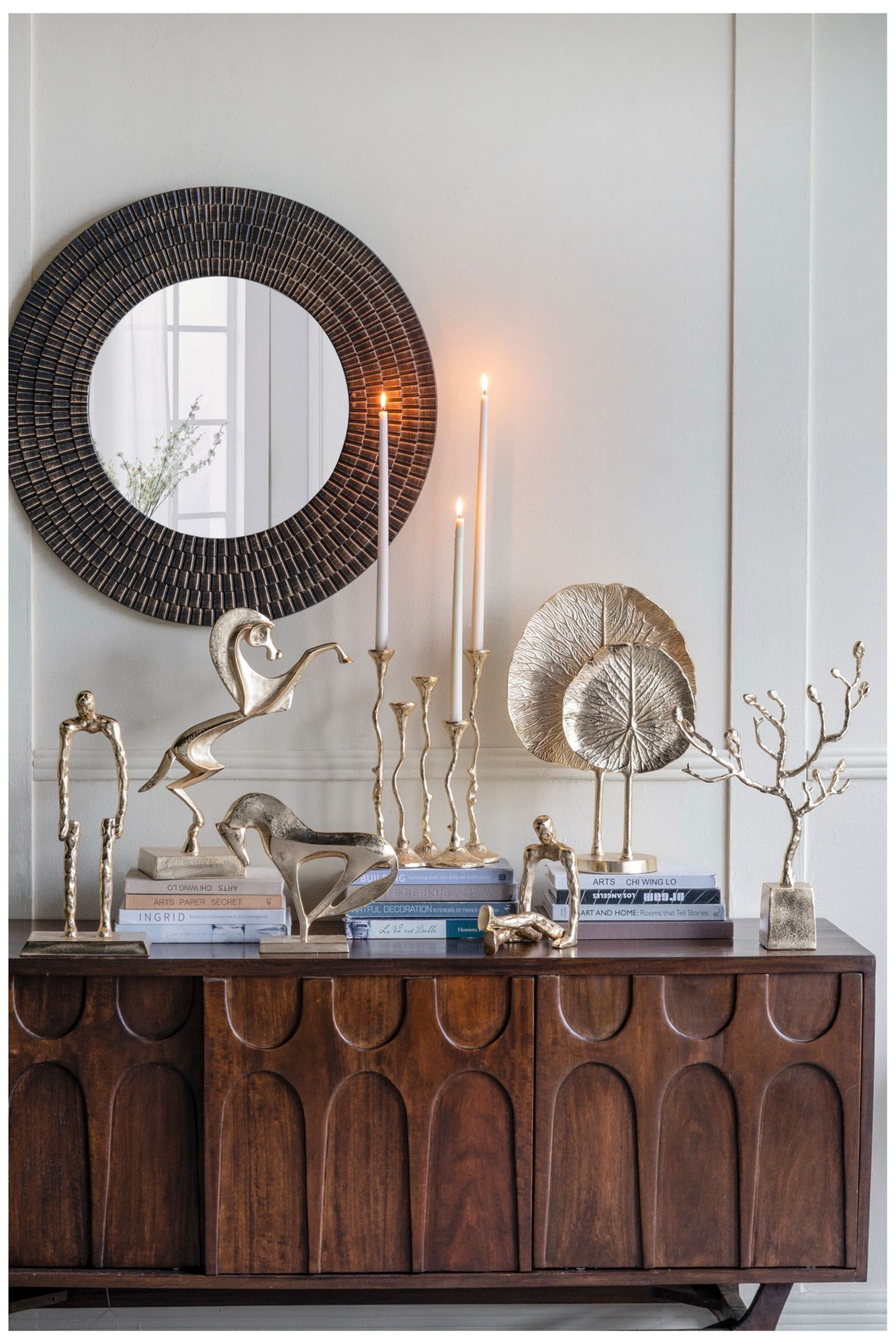 Abstract Gold Human Figurine with Sturdy Pedestal Base - Gold