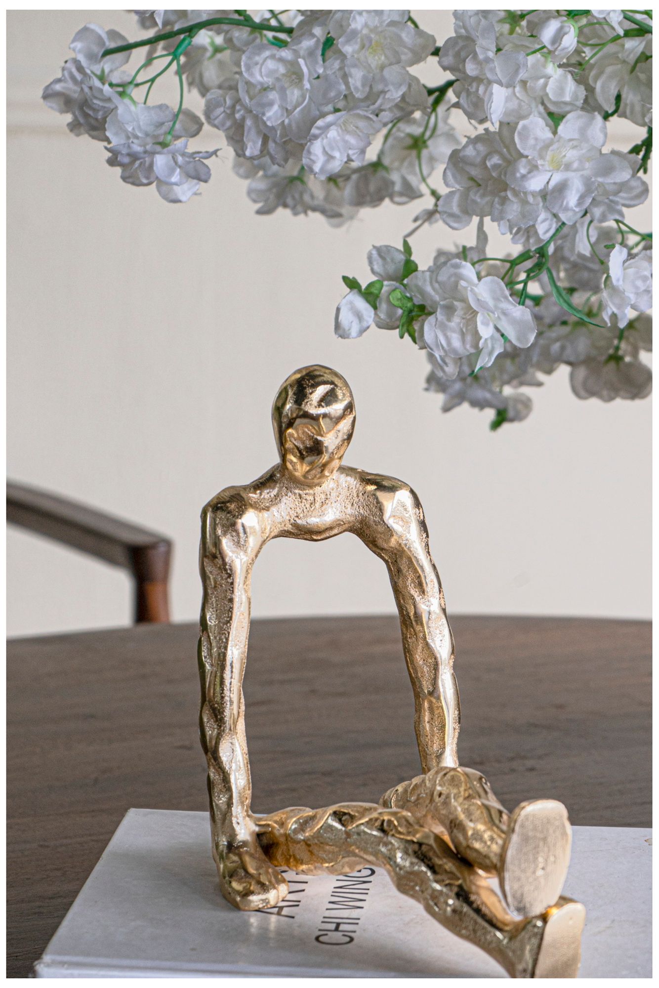 Image 7 Abstract Gold Sitting Human Figurine With Textured Gold Finish - Gold more views