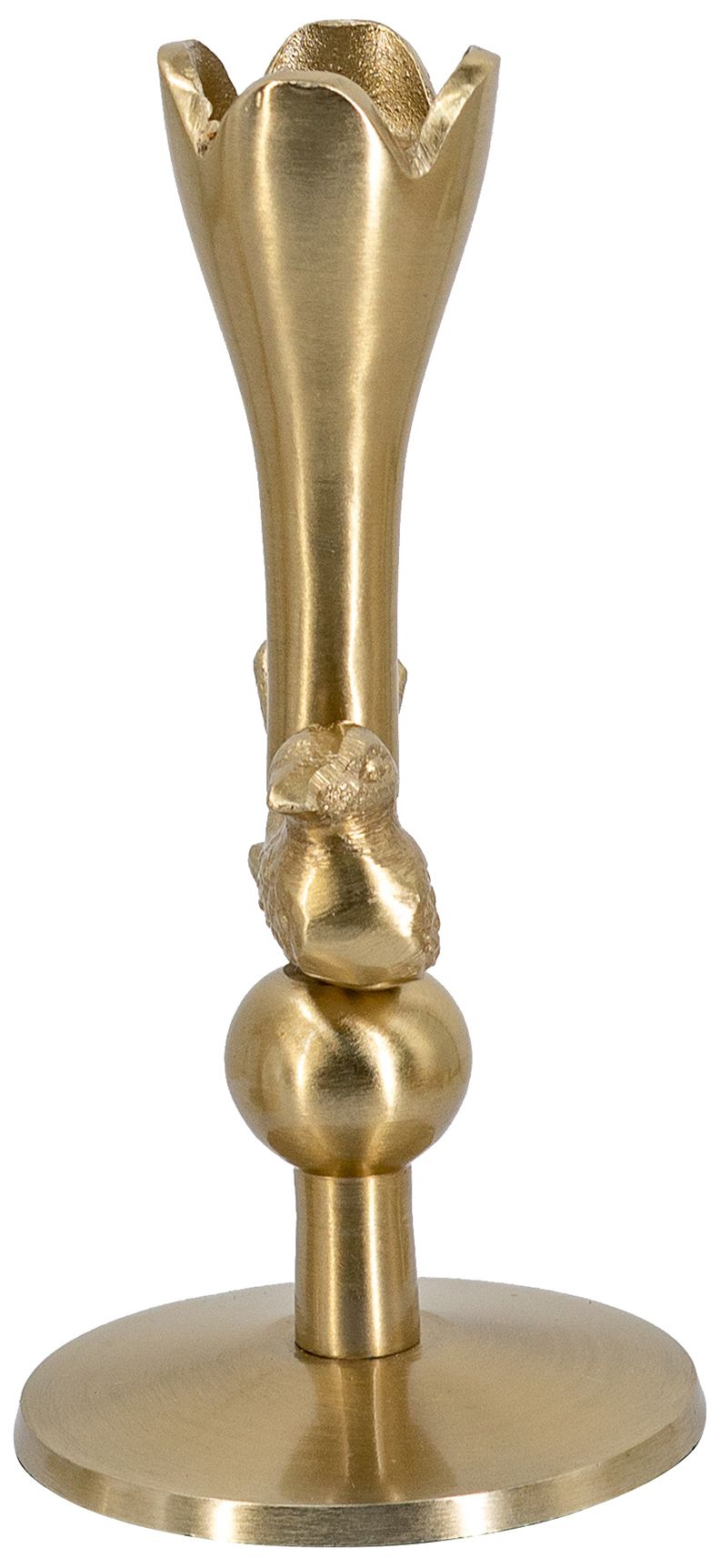 Image 4 Abstract Gold Tulip Candle Holder with Playful Bird Accent more views