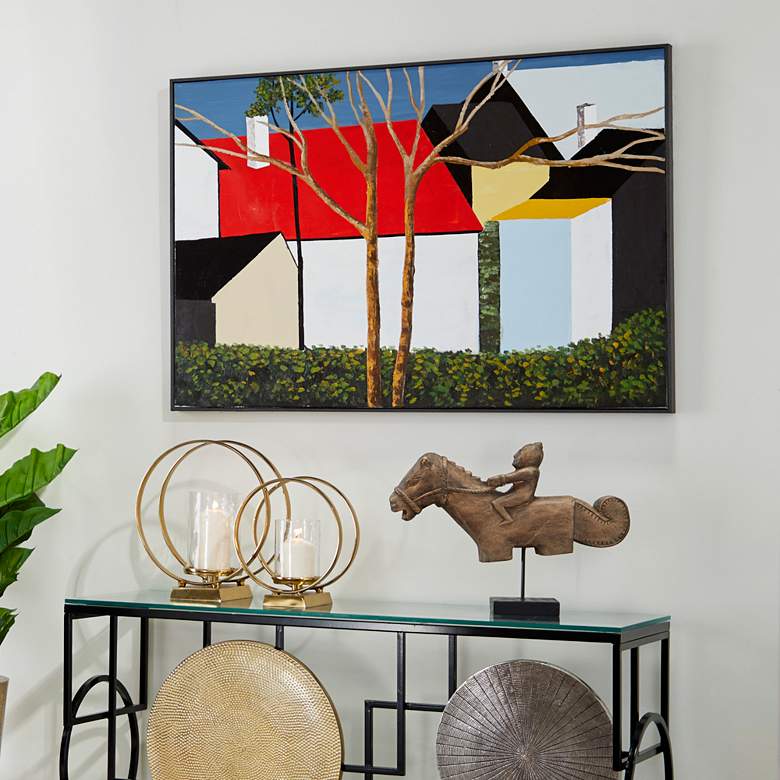 Image 1 Abstract House 47 1/2" Wide Painted Canvas Wall Art