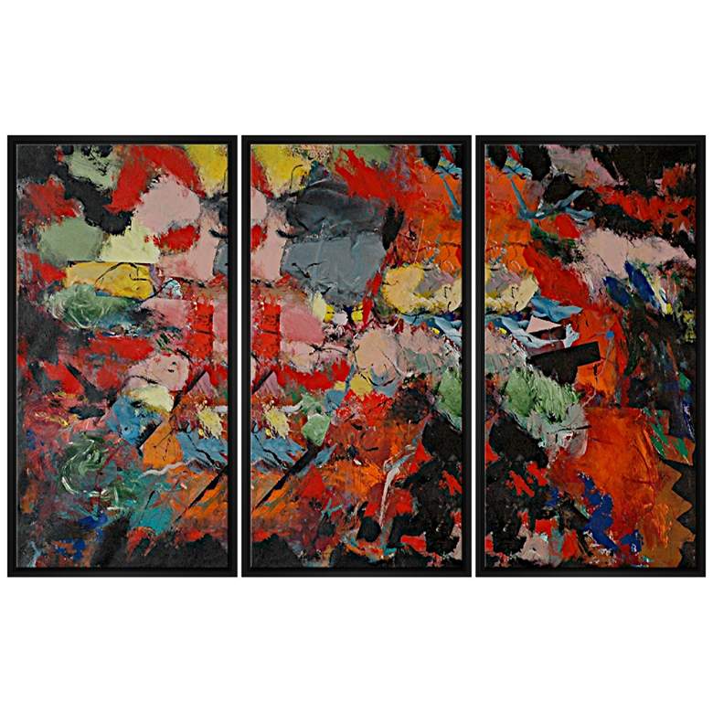 Image 1 Abstract in Red 40 inchH Triptych Framed Canvas Wall Art
