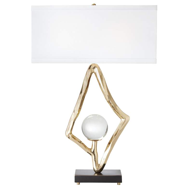 Image 1 Abstract Lamp w/6" Crystal Sphere-Brass