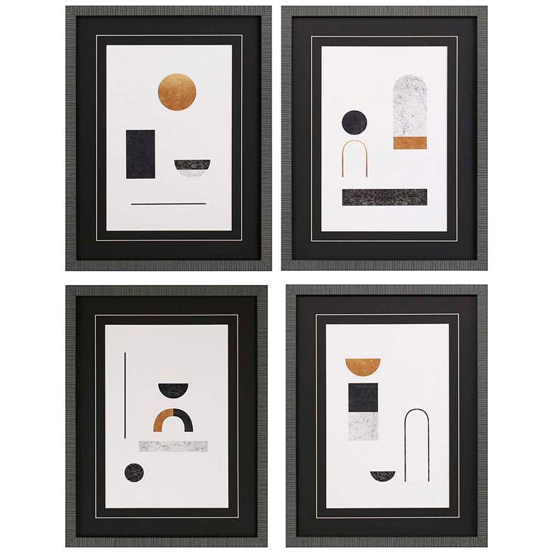 Image 3 Abstract Luxe 26" High 4-Piece Framed Giclee Wall Art Set