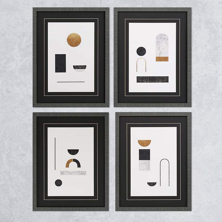Image 2 Abstract Luxe 26" High 4-Piece Framed Giclee Wall Art Set