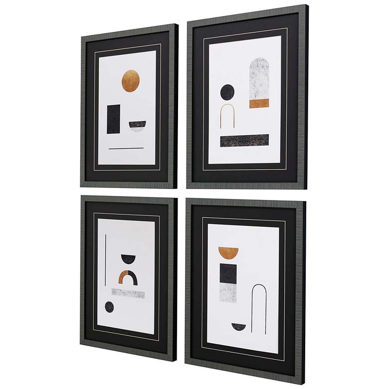 Image 6 Abstract Luxe 26" High 4-Piece Framed Giclee Wall Art Set more views