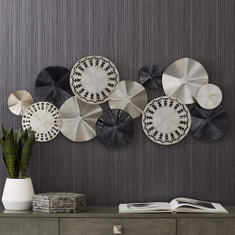 Abstract Modern Discs 41 1/4&quot; Wide Metal Wall Art
