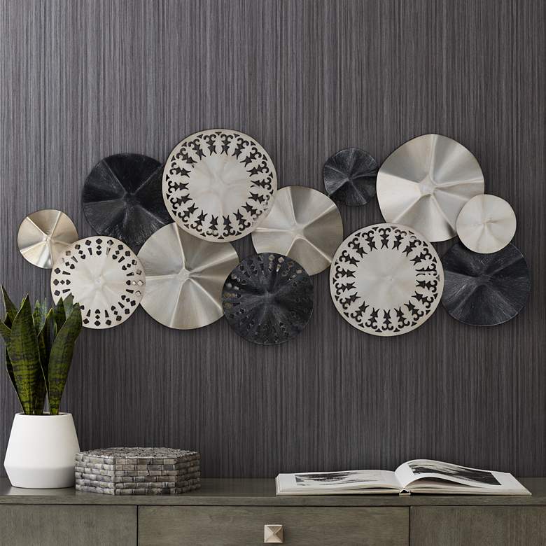 Image 1 Abstract Modern Discs 41 1/4 inch Wide Metal Wall Art