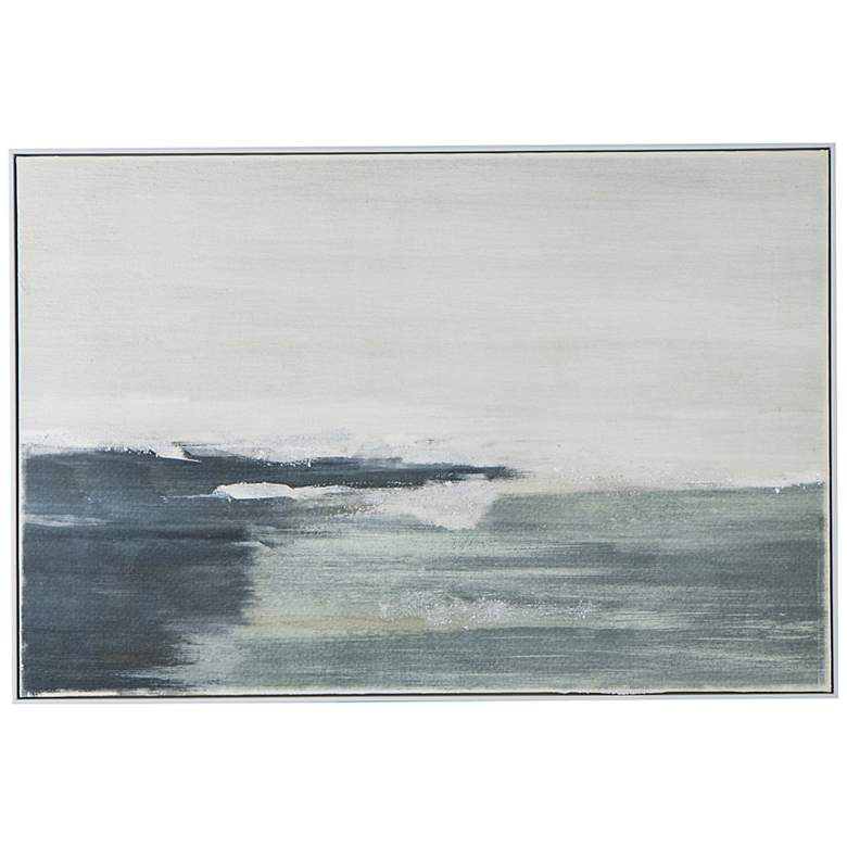 Image 2 Abstract Ocean Waves Framed Gesso Canvas