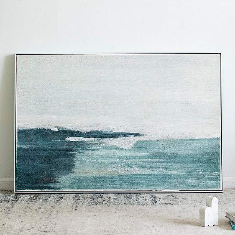 Image 1 Abstract Ocean Waves Framed Gesso Canvas