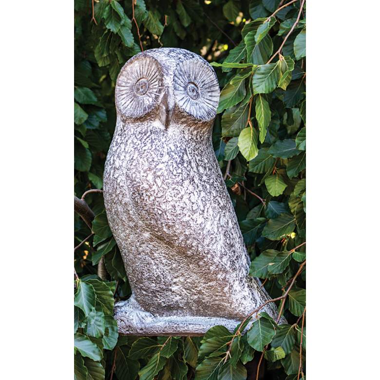 Image 1 Abstract Owl 19 inch High Relic Frosted Mocha Outdoor Statue