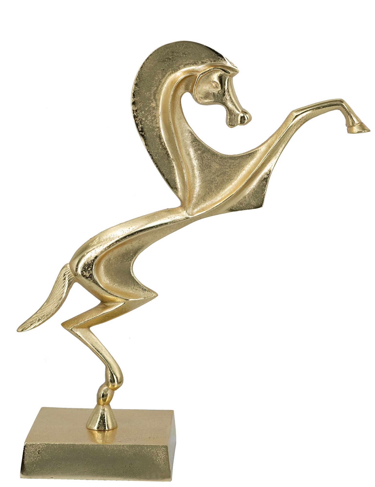 Image 2 Abstract Rearing Horse Sculpture with Metallic Gold Finish - Gold