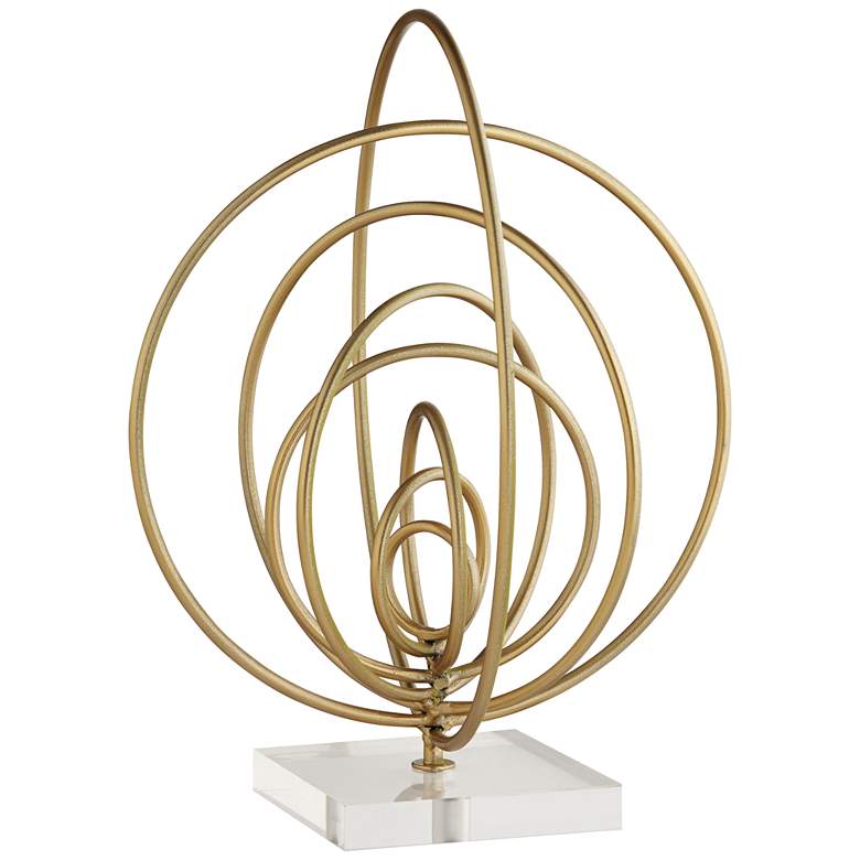 Image 6 Abstract Ring 13" High Gold Metal Sculpture more views