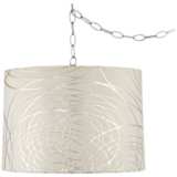 Abstract Silver Circles 16&quot;W Steel Plug-In Swag Chandelier