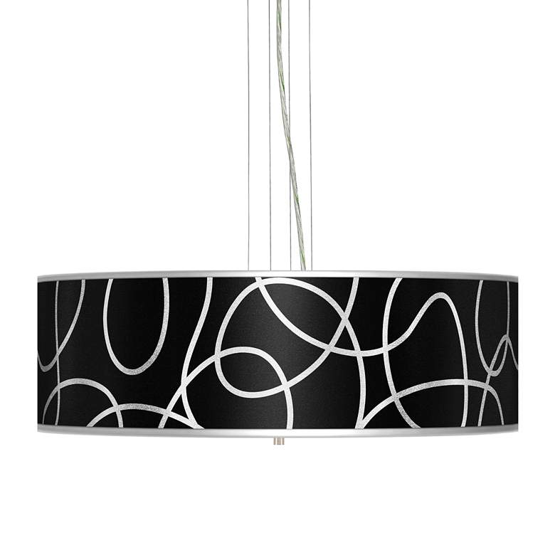 Image 1 Abstract Silver Metallic 24 inch Wide 4-Light Pendant Chandelier