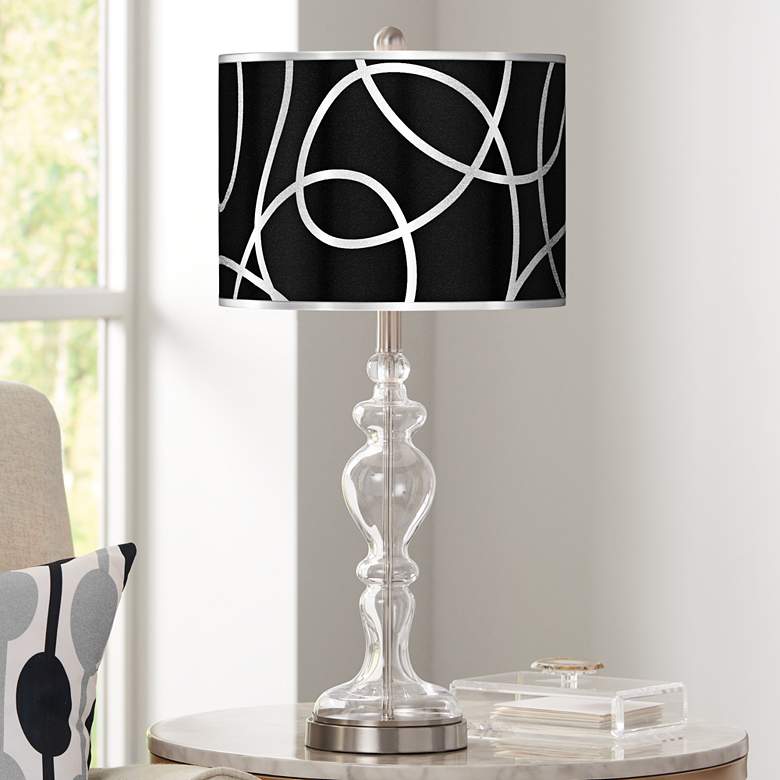 Image 1 Abstract Silver Metallic Giclee Apothecary Clear Glass Table Lamp
