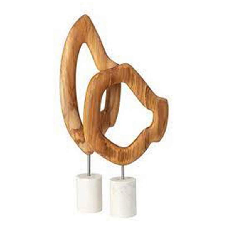 Image 1 Abstract Wood and Marble Statuaries - Set of 2