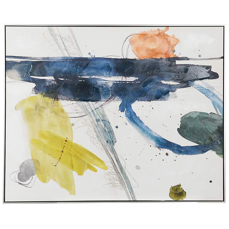 Image 1 Abstraction 50.2"W x 40.4"H Silver and Black Frame Printed Wall A