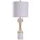 Abyaz Concave Metal Table Lamp - Gold - White Marble & White Shade