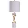 Abyaz Concave Metal Table Lamp - Gold - White Marble &amp; White Shade
