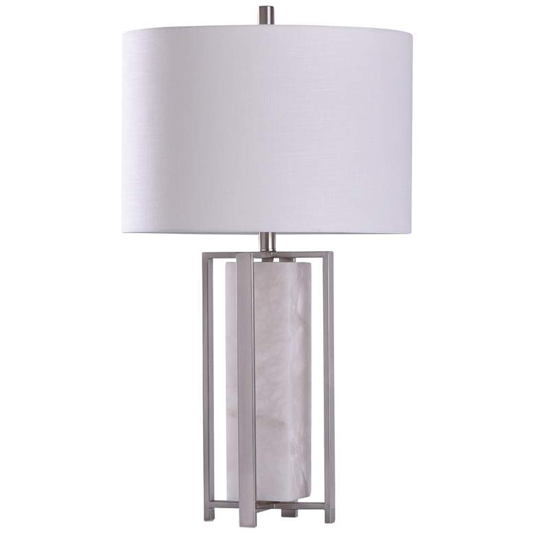 Image 1 Abyaz Open Square Framed Marble Table Lamp - Marble & Steel - White Sha