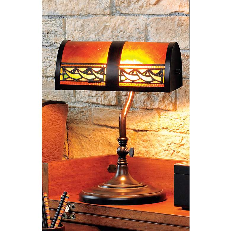 Image 4 Bronze and Mica Accent Piano Lamp by Dale Tiffany in scene