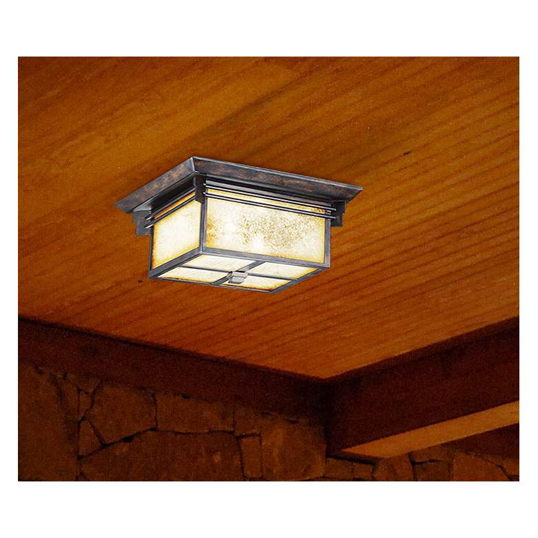 Image 1 Franklin Iron Hickory Point 15" Wide Bronze Outdoor Ceiling Light in scene