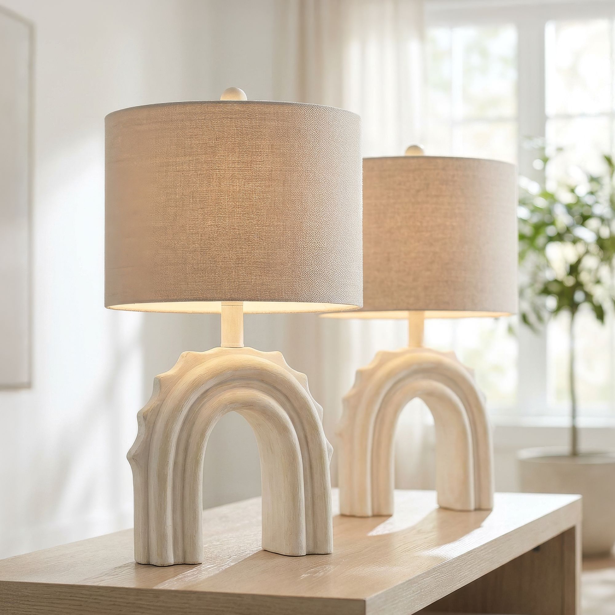 Image 1 Attica 20 1/2" High Ivory Coastal Arch Accent Table Lamp Set of 2 in scene