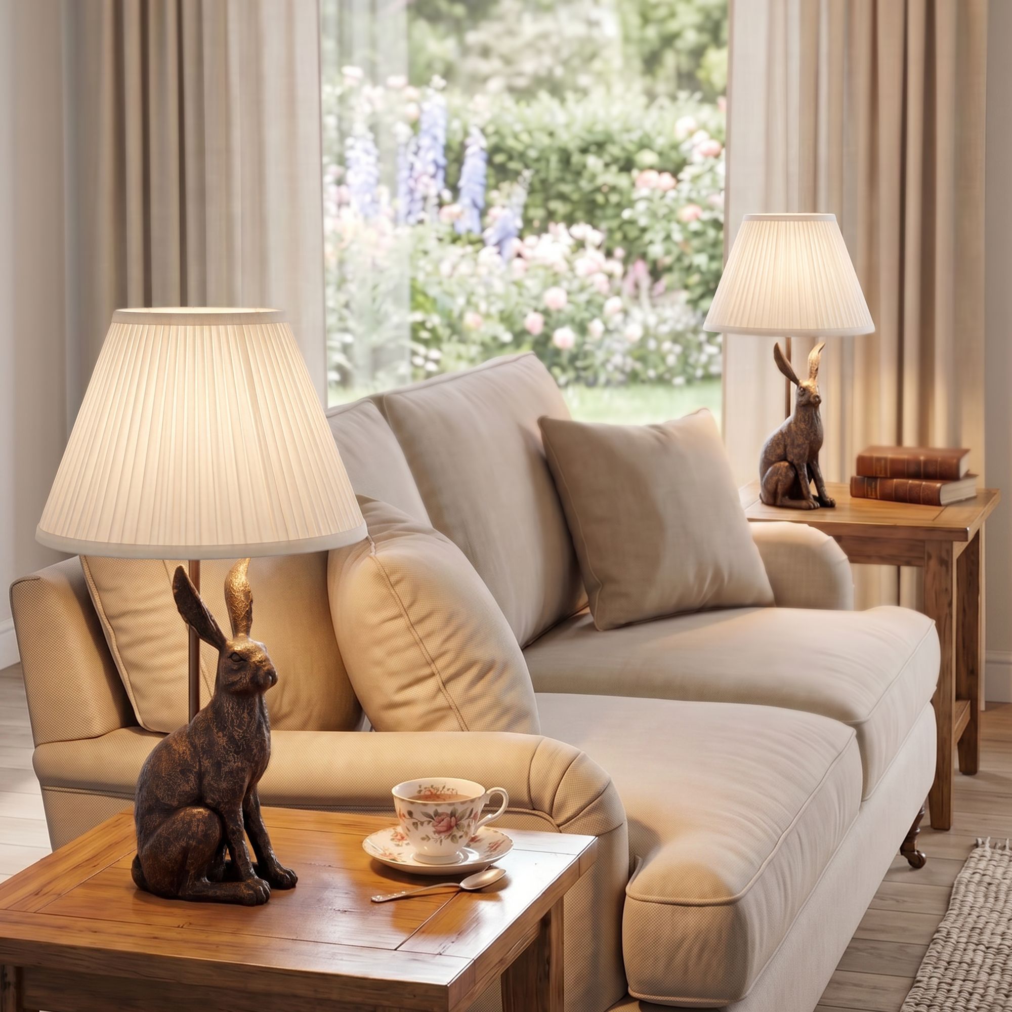 Elior Rabbit 17 1/2" High Bronze and White Accent Table Lamp in scene
