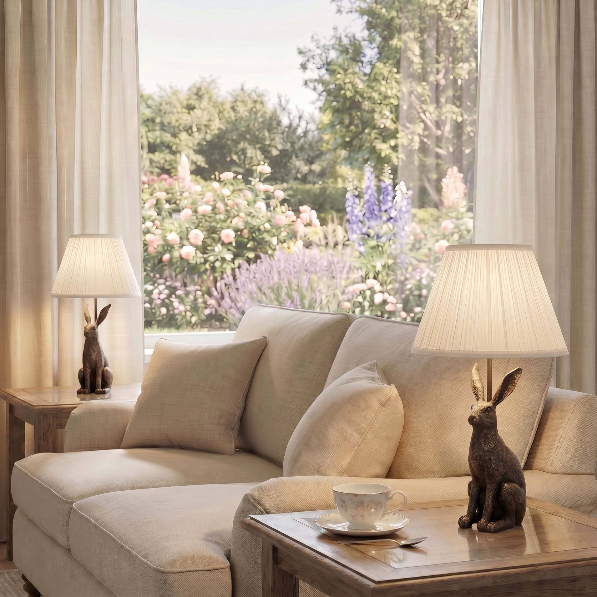 Elior Rabbit 17 1/2" High Bronze and White Accent Table Lamp in scene