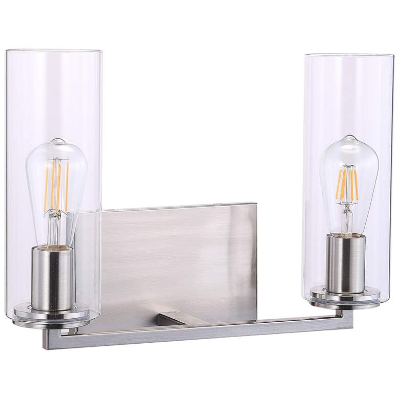 Acacia 11&quot; High Brushed Nickel Metal 2-Light Wall Sconce