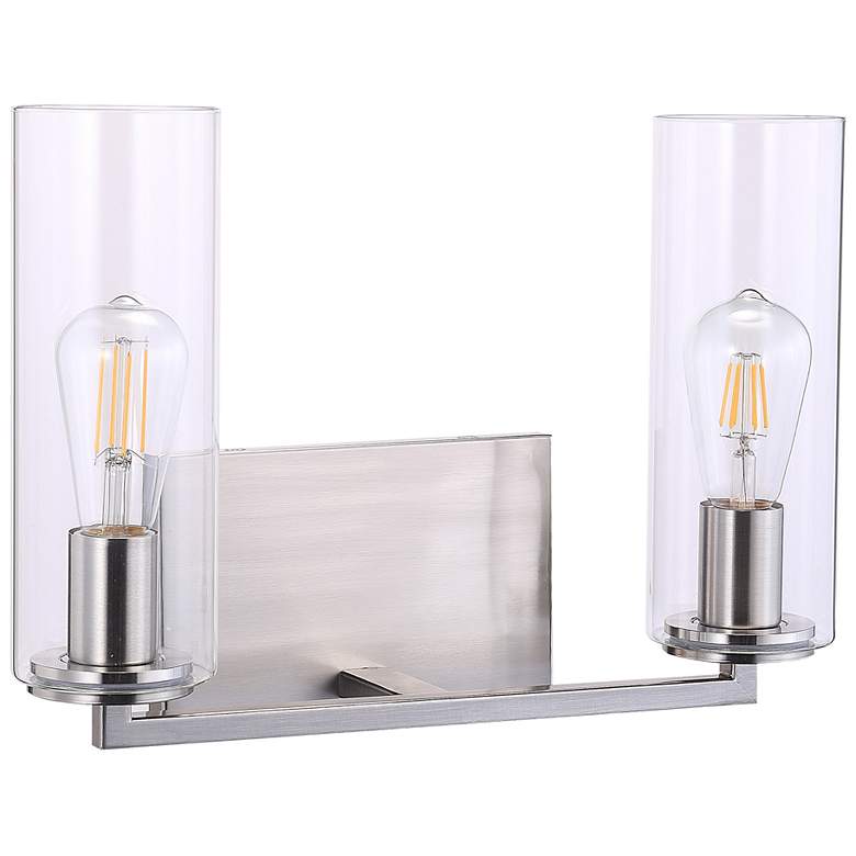 Image 1 Acacia 11" High Brushed Nickel Metal 2-Light Wall Sconce