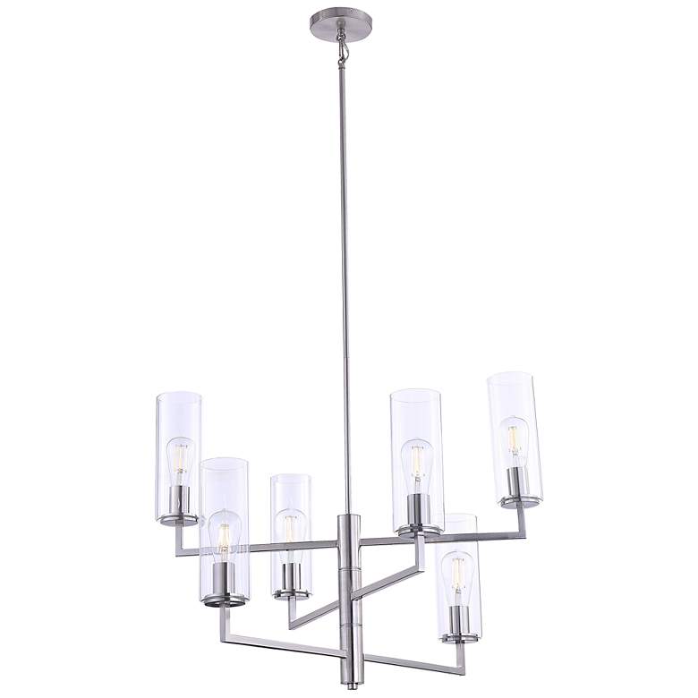 Image 1 Acacia 30" Wide Brushed Nickel 6-Light Chandelier